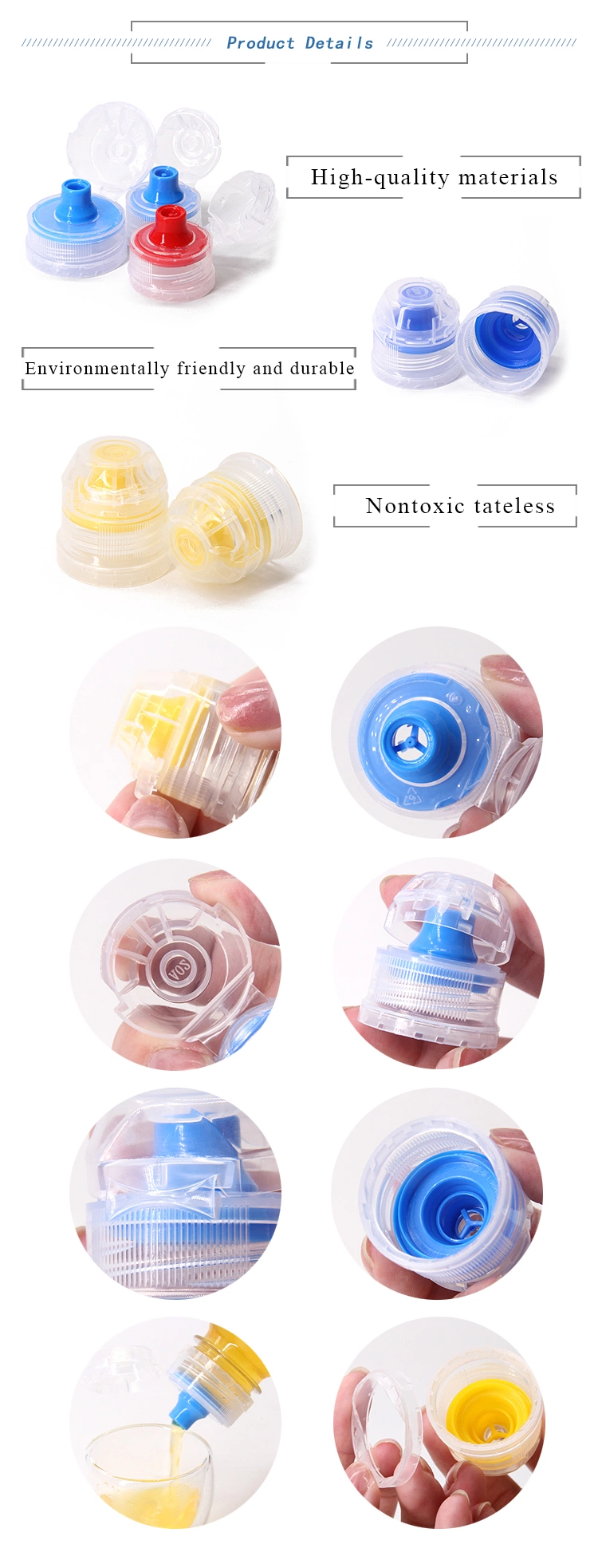 28mm 38mm Sport Flip Top Plastic Bottle Cap for Drink Water Beverage